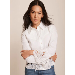 Mint Velvet White Cut Out Detail Cropped Shirt